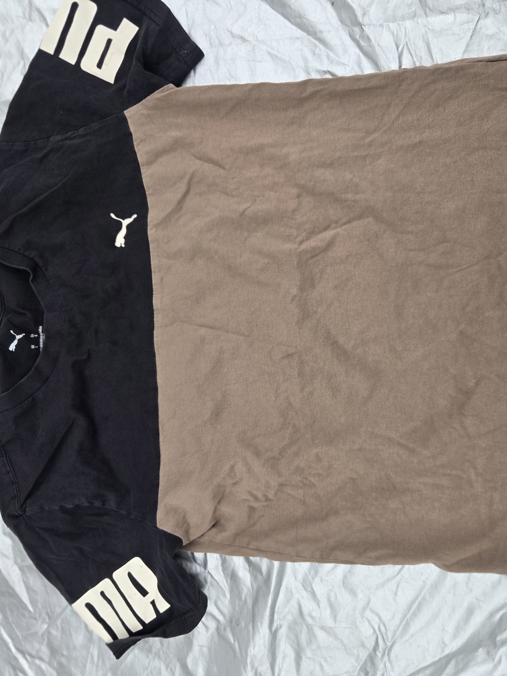 Puma Black and Brown Colorblock Logo Tee
